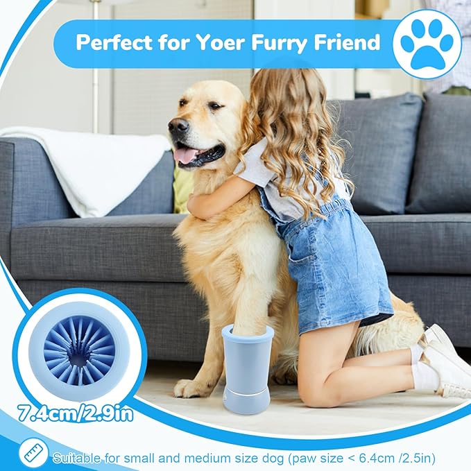 Dog Washer, Electric Dog Foot Washer with Two Speeds, Portable USB Rechargeable Dog Cleaner Cup, Automatic Cleaner for Dogs Small Medium Large Cats (Built in 600mAh Battery) (Blue)