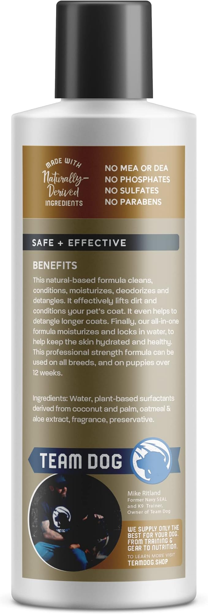 TEAM DOG 5 in 1 Oatmeal Shampoo for Dogs | Moisturizing, Detangling & Deodorizing Dog Shampoo and Conditioner | for Allergies & Sensitive Skin | No MEA/DEA, Phosphate, Sulfates, Parabens | 16 Fl Oz