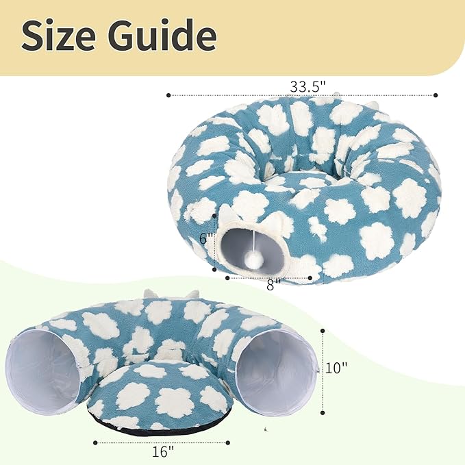 Pesen Cat Tunnel Bed with Soft Cushion, Cat Toys for Indoor Cats Enhance Bonding Between Pets and Owners, Encourage Exploration, and Satisfy Natural Instincts for Kittens, Dogs, and Rabbits