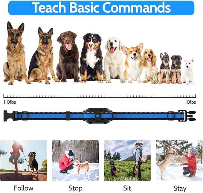 Dog Training Collar Electric Dog Collar with 4 Training Modes and Rechargeable Remote Waterproof Range 3300Ft for Small Medium Large Dogs(Blue)