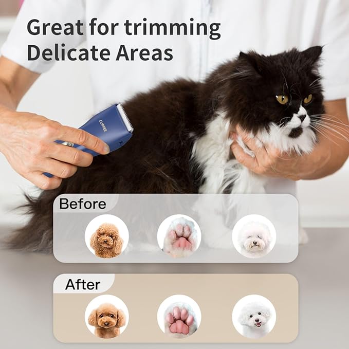 Dog Grooming Kit Clipper for Thick Coat Low Noise Cordless Cat Hair Trimmer Rechargeable Shaver Pet Grooming Tools for Small and Large Animals