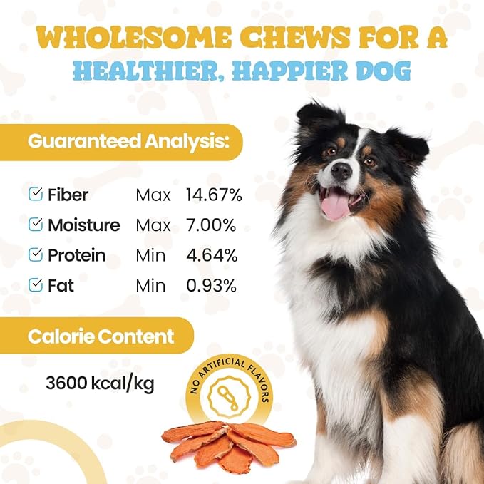 Dehydrated Sweet Potato Dog Treats - 1lb All-Natural, High Protein, Low Fat - Slow Roasted Oven Baked A Healthy Rawhide Alternative Dog Chews - Training & Treats