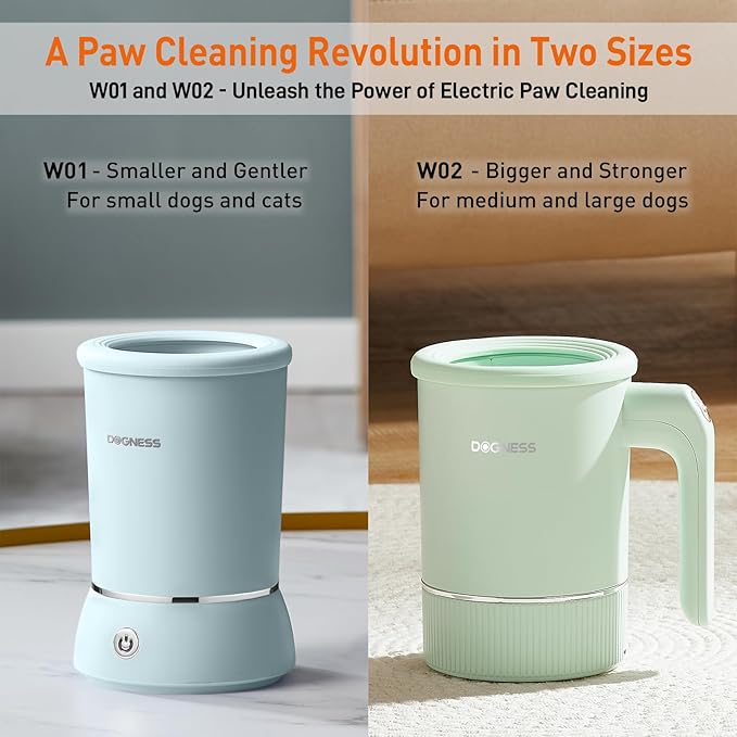 DOGNESS Automatic Dog Paw Cleaner, Rechargeable Paw Washer for Dogs Portable Electric Paw Cleaner Cup for Medium to Large Dogs (Green)