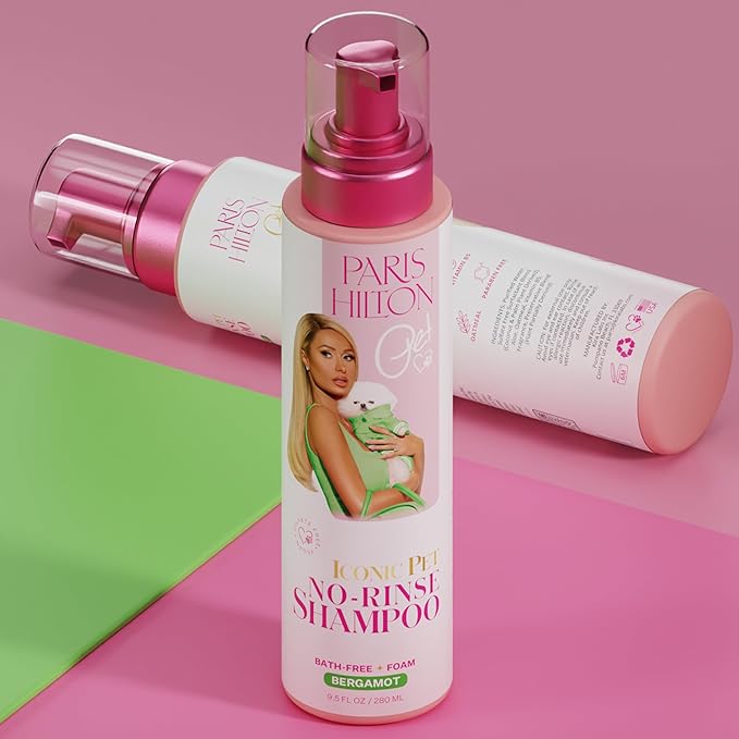 Paris Hilton Pet Iconic Bergamot Scent No-Rinse Dog Shampoo, Waterless Dog Wash, Hypoallergenic, 280ml Quick Clean for Dogs, Easy Grooming, No Rinse Needed