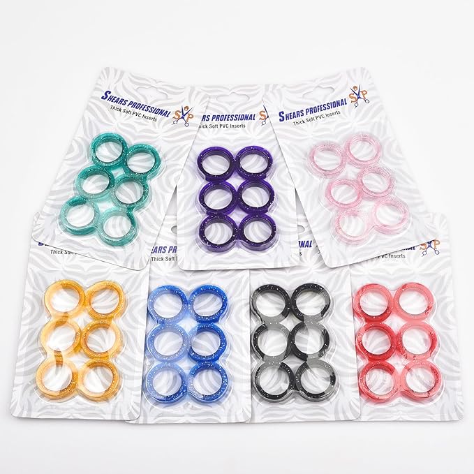 6 pcs Soft Silicone Finger Rings, Barber Hair Scissors Shears Rings Insert, Accessories for Barber Dog Scissor Ring (Black)