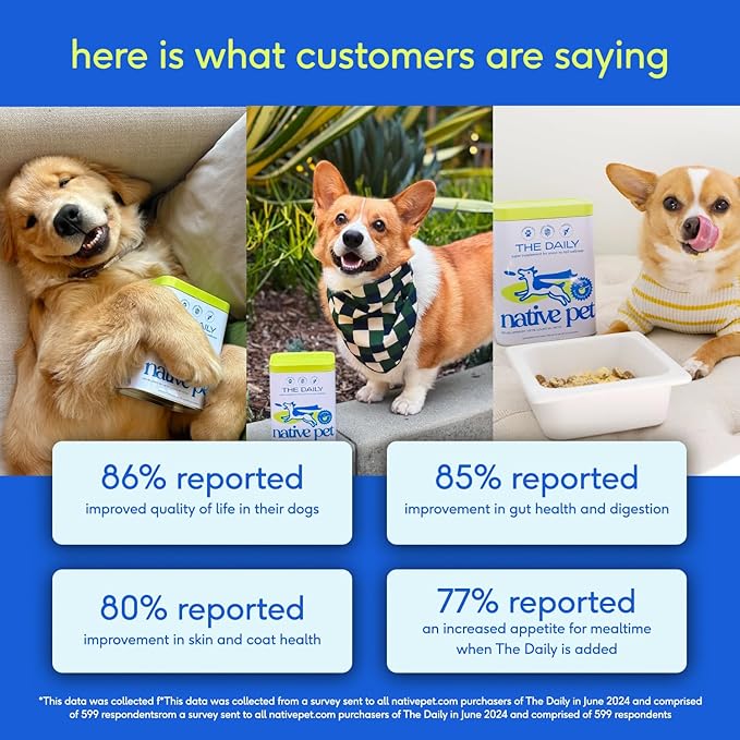 Native Pet Dog Vitamins & Supplements - 11-in-1 Multivitamin Powder for Dogs Food Topper - Collagen, Glucosamine, Probiotics, Omega & More- Supports Healthy Gut, Mobility & Overall Health -60 Scoops