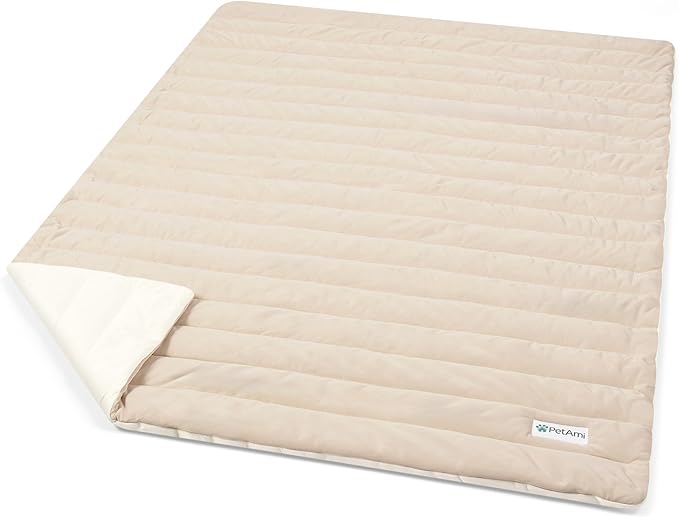 PetAmi Cooling Mat for Dog, Premium Pet Cooling Blanket for Crate Kennel, Indoor Cat Cool Sleeping Pad, Q-MAX Cold Sofa Couch Cover for Summer, Taupe/Beige, Large (40x60)