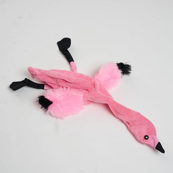 SPOT Skinneeez Flamingo 19 Inch Stuffing-Free Plush Dog Toy with Dual Squeakers – Long Interactive Chew Toy for Medium and Large Dogs – Mess-Free Play for Light & Moderate Chewers