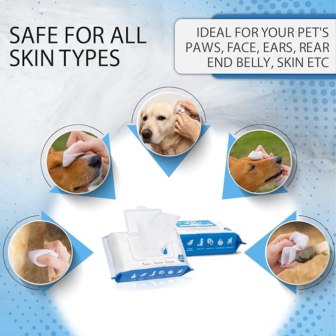 Dog Wipes for Dogs Cats, 200 Count All Purpose Cleaning Pet Wipes, Dog Ear Wipes, Quick Easy Grooming for Bums, Body, Paws, Eyes, for A Easy & Speedy Freshen-Up, 2 Travel Pack of 200 Wipes