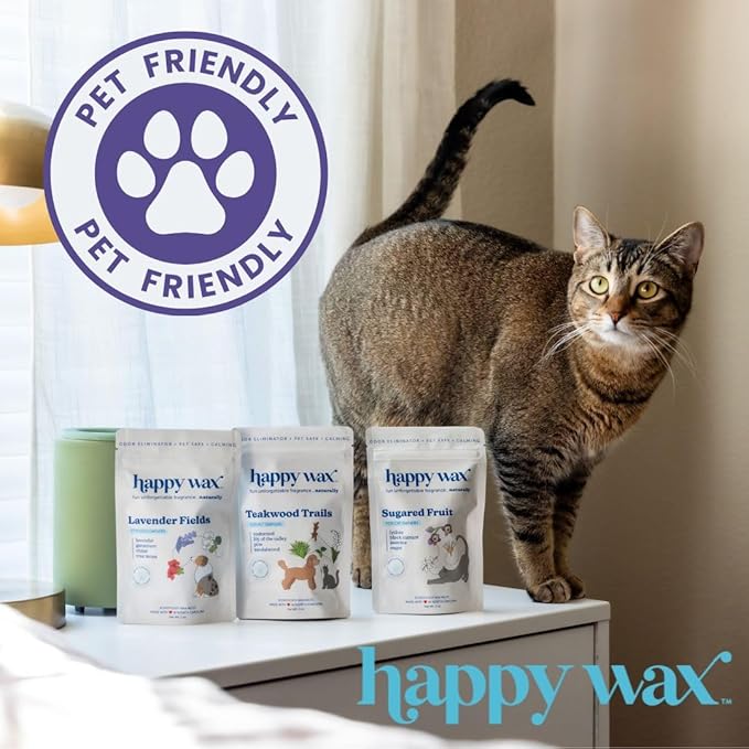 Happy Wax Sugared Fruit Scented Wax Melts for Cat Owners – Odor Eliminating, Calming, Pet-Safe, Non-Toxic, Perfect for Use with Wax Warmers - 4 oz Pouch