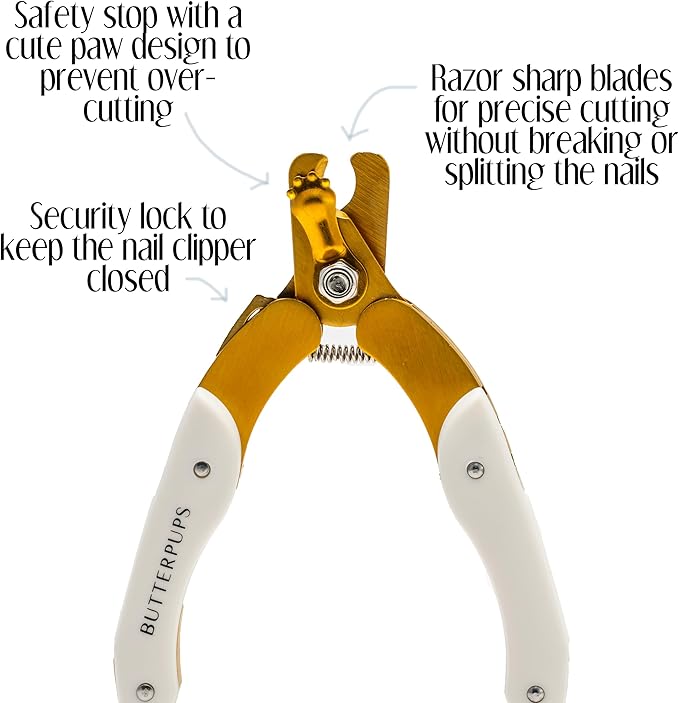 Professional Luxury Stainless Steel Dog Nail Clipper with Faux Leather Case, includes Safety Guard for Easy and Precise Cutting to Avoid Over Cutting, Designed for Small Medium Large Pets
