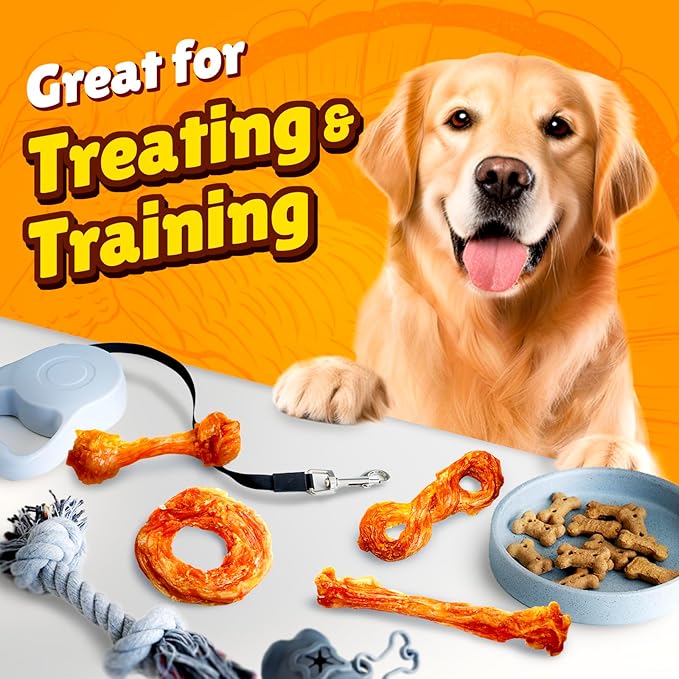 Gootoe Turkey Tendon Dog Treats 100% USA-Sourced, Natural Snack, Premium Training Chews, Hypoallergenic, Reseal Value Bags, Size for Small Dogs, Pretzel (Small) 6 Unit/Pack