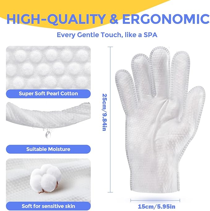 Pet Cleaning Glove Wipes for Dogs & Cats, Hypoallergenic Deodorizing Disposable No-Rinse Grooming Wipes, Extra Thick Bathing Wipes,Perfect for Pet Dry Cleaning,Daily Care and Travel,48 pcs