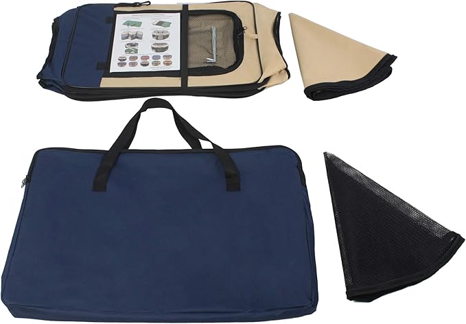 EliteField 2-Door Soft Pet Playpen (2 Year Warranty), Exercise Pen, Multiple Sizes and Colors Available for Dogs, Cats and Other Pets (30" x 30" x 20"H, Navy Blue+Beige)