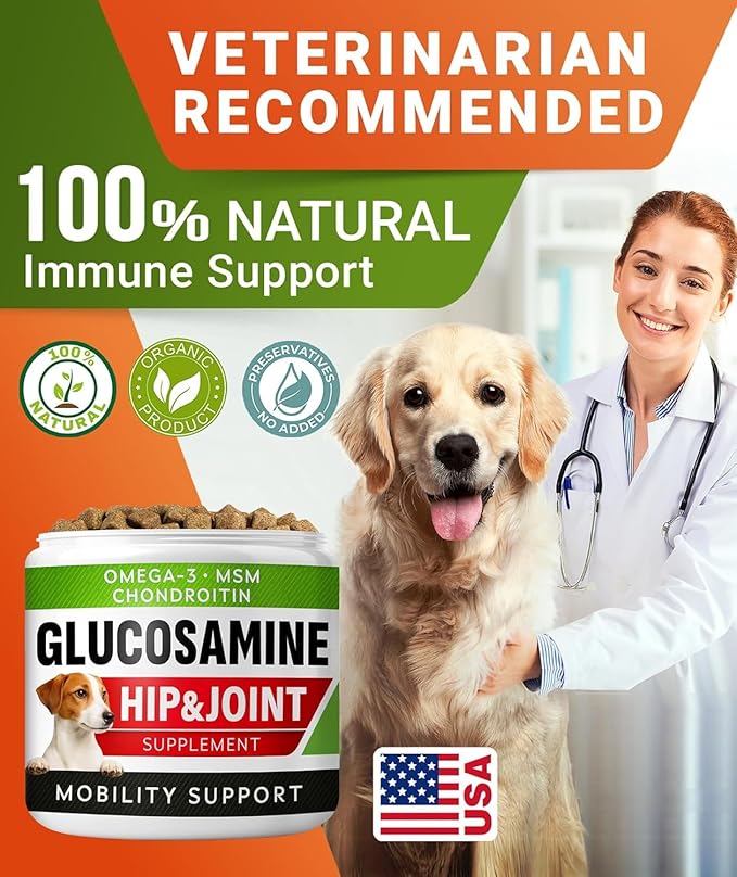 Hip & Joint Support for Dogs - Hemp Chews for Dog Joint Pain Relief with Glucosamine & Chondroitin - Joint Supplement for Large & Small Breeds - Senior Dog Mobility Treats - 120ct, Lamb Flavor