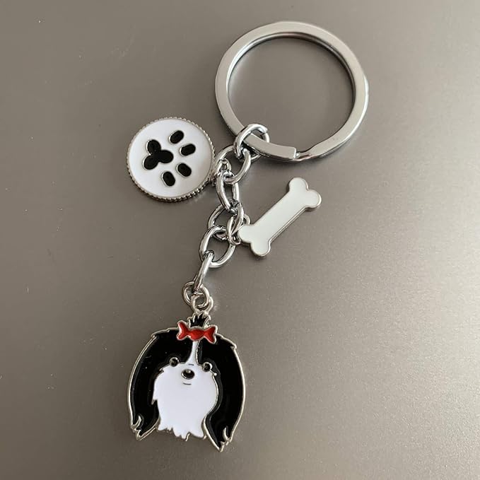 Dog Keychain, Puppy Keyring Keyfob Metal Pet ID Tags for Clothing Bag Adornment Accessory (47-Shih Tzu)