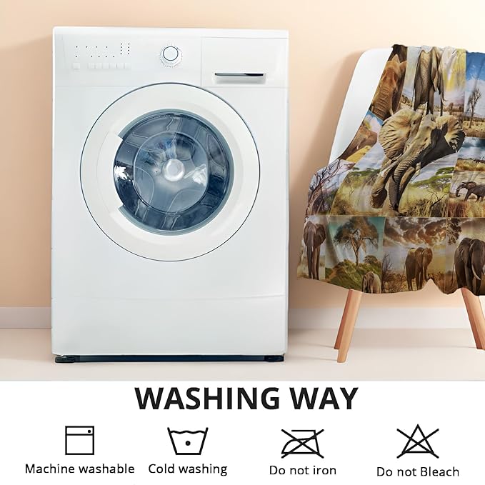 Elephants Throw Blanket - Ultra Soft, Cozy Plush Flannel - Lightweight, Warm, and Fuzzy, Perfect for Couch, Office, or Travel - Fluffy, Decorative Home Accessory 60_80 Inch