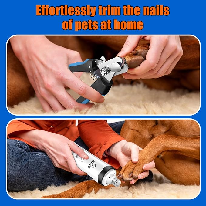 VIWIK Dog Nail Grinder with Dog Nail Trimmers, Dog Nail Clippers Kit for Large Medium Small Dogs & Cats, Quiet Electric 2-Speed USB Rechargeable Pet Nail Grinder with Light, Gifts for Dog Lovers