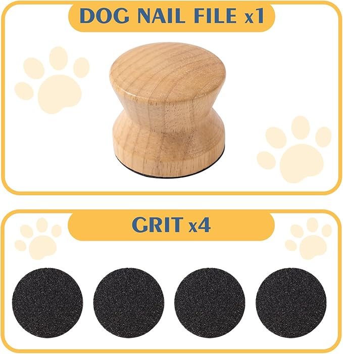 Dog Nail File with 4 Pcs Replaceable Sandpaper, No Pressure Dog Nail File, Wooden Dog Nail File Scraper Small Nail Scratch Board for Puppy (Wood)