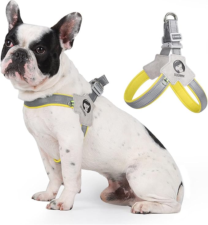 Dog Harness Y-Shaped Harness Breathable Heat Dissipation Easy to Wear Night Reflective Signs for Small and Large Dogs to Wear (Yellow,M Bust 18in-22in)