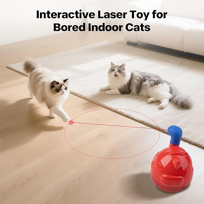 Pet Prime Automatic 360° Random Rotation Cat Laser Toy Rechargeable Interactive Cat Toy for Bored Indoor Cats/Kittens Self Play