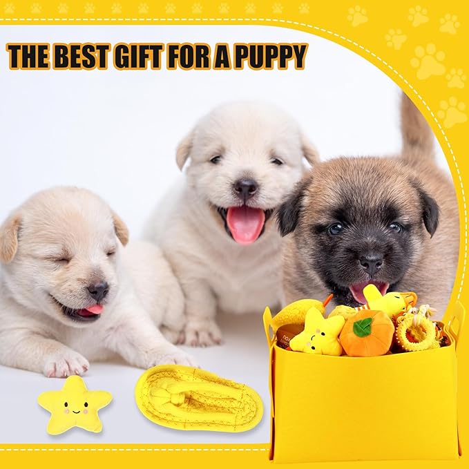 Abbylike 50 Pcs Puppy Supplies Starter Kit for Small Dogs Puppy Essentials Includes Leash, Bowls, Teeth Brushes, Water Bottle, and More Accessories for Dogs Christmas Welcome Gift(Yellow)