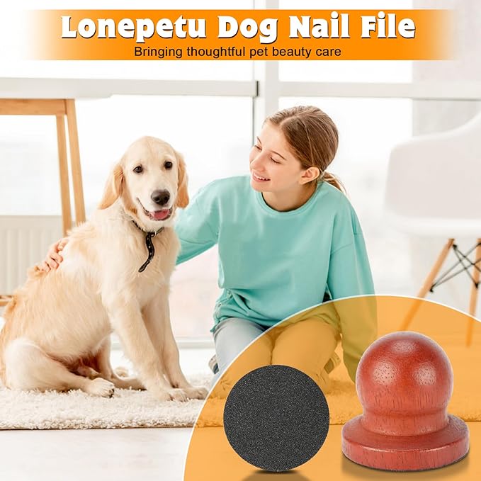 Dog Nail File, Portable Dog Nail Scratch Board, Solid Wood Pet Nail File with 4 PCS Sandpaper, Stress Free Dog Scratch Pad for Polishing Cat and Dog Nails