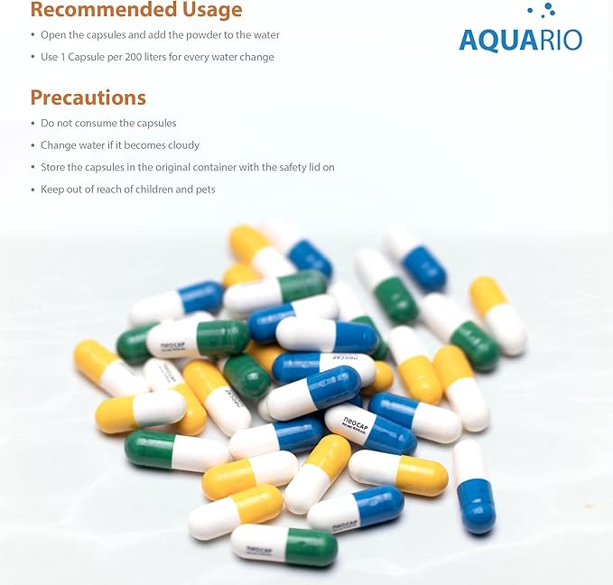 Neo Cap - Water Conditioner for Aquarium Tank - Neutralizes Tap Water Pollutants, Chlorine Remover Vitamin C Enriched for Fish Health, Safe for All Aquatic Species - Complex, 30 Capsules