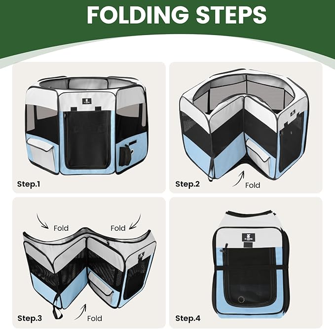 X-ZONE PET Portable Foldable Pet Dog Cat Playpen Crates Kennel/Premium 600D Oxford Cloth,Removable Zipper Top, Indoor and Outdoor Use (XL, Blue)