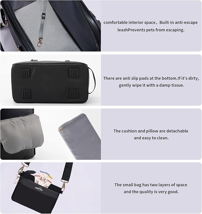 Fashion Pet Carrier Dog Cat Carrier Purse Soft-Sided Leather Handbag Pet Tote Bag for Small Dogs Puppy and Cats,M