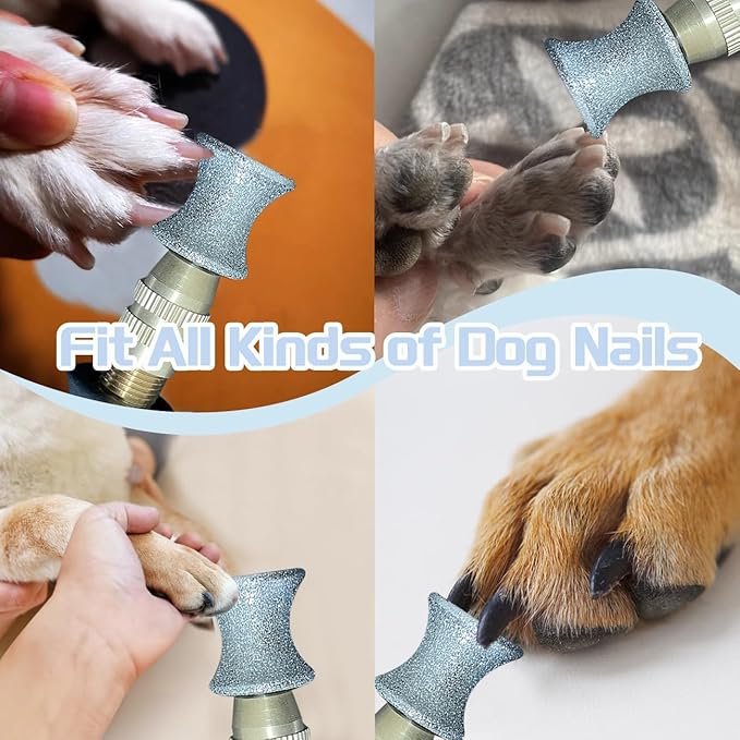 Diamond Rotary Nail Grinder Bits for Dog, 2PCS Diamond Dog Nail Grinder Head for Dremel,1/8" Replacement Grinder Wheel Pets Nail Grooming Tools for Medium Large Dogs