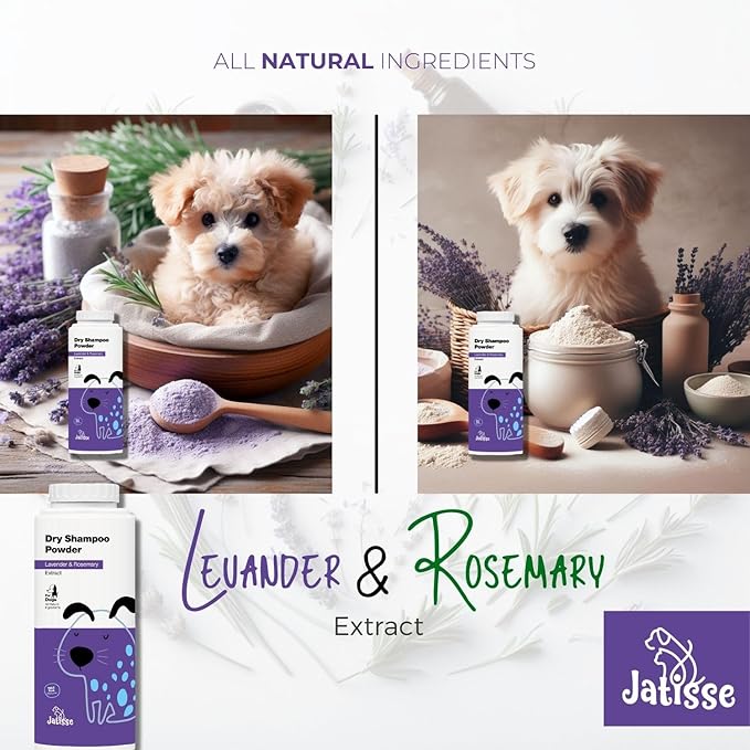 Dry Shampoo for Dogs, Powder Shampoo with Lavender and Rosemary for Dogs, Instantly moisturizing, detangles and rejuvenates That Pretty Coat, Waterless Formula 5.29 oz / 150gr (1) (2)