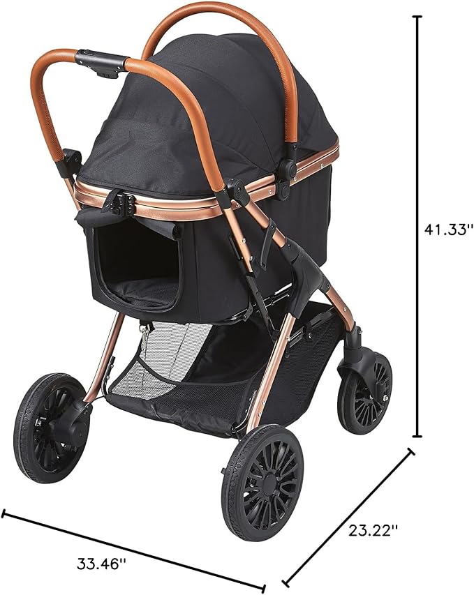 VEVOR 3 in 1 Large Pet Stroller for Dogs Cats Up to 66lbs, 4 Wheels Dog Stroller for Medium Large Dogs, Cat Stroller for 2 Cats Dogs with Detachable Carrier and Storage Basket