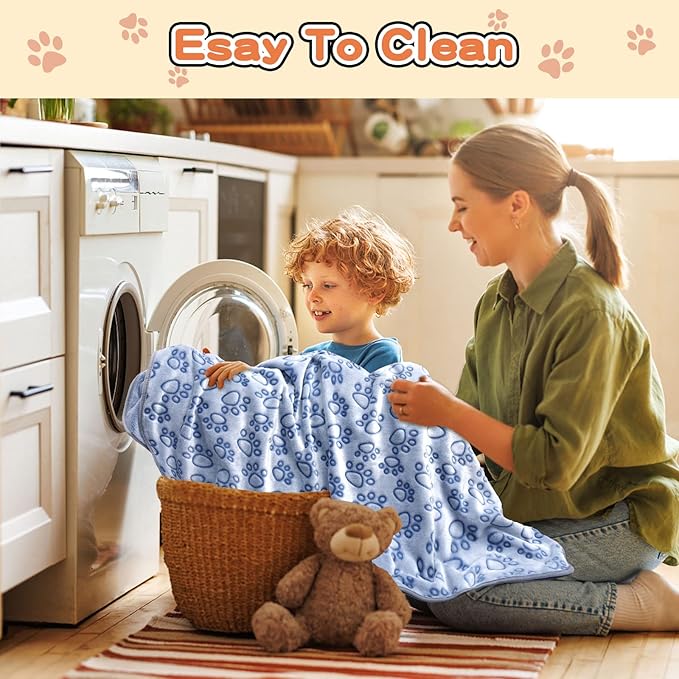 Dog Bed Blankets for Large Dogs, Soft Fleece Dog Blanket Fluffy Pet Blanket Warm Sleep Mat Cover for Bed Couch, Cute Paw Print Puppy Cat Blanket, Blanket for Dogs, 60"X50" (1 Pack)