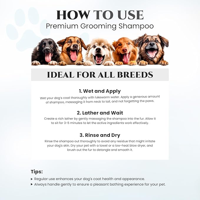 605Products Premium Dog Shampoo - Gentle Formula for Itchy & Sensitive Skin, Odor Eliminator for Puppies, Natural Deodorizer for Pets (10oz)- Show Dog