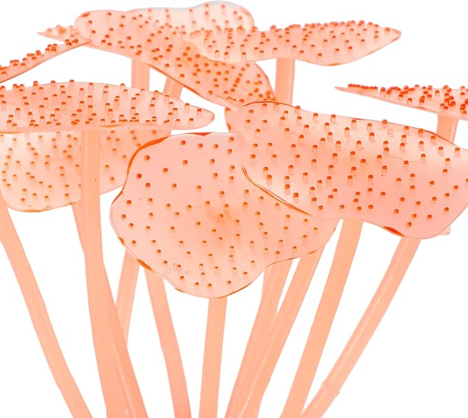 VOCOSTE Soft Silicone Glowing Aquarium Mushroom Coral, Fluorescence Aquatic Artificial Coral for Fish Tank Decoration, Orange