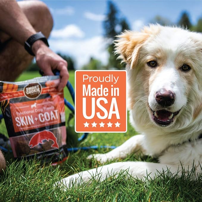 Smart Cookie All Natural Dog Treats - Healthy Skin & Coat Salmon Dog Treats - Ideal for Sensitive Stomachs or Itchy, Allergic, Dry Skin - Dehydrated, Crunchy, Human-Grade, Made in USA - 8oz, Pack of 3