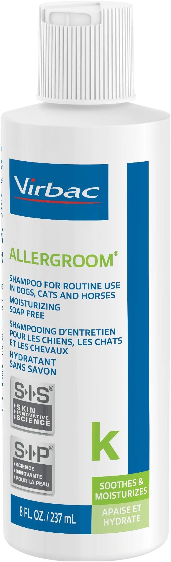 Virbac Allergroom Pet Shampoo For Dogs, Cats & Horses (8 oz) - For Normal or Dry Skin