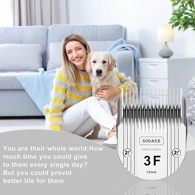 3F Detachable Pet Dog Grooming Clipper Ceramic Blade Compatible with Wahl Bravura .Chromadoï¼_reativaï¼_igura Dog Clippers for Dogs Groomingï¼_ize 3F Cut Length 1/2"(13mm), 2pack