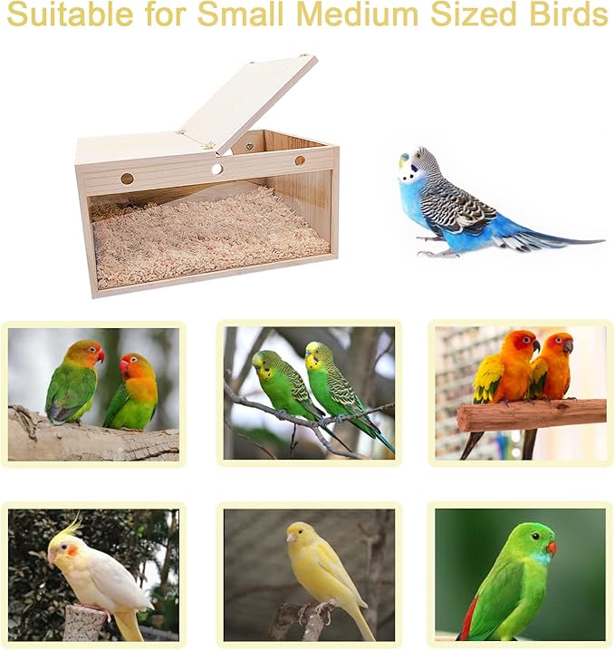 Tfwadmx Cockatiel Nesting Box Transparent Bird Nest Box Wood Bird House for Cage Parrot Breeding Boxes for Conures and Other Medium Sized Birds 13.6" x 7.3" x 7.0"