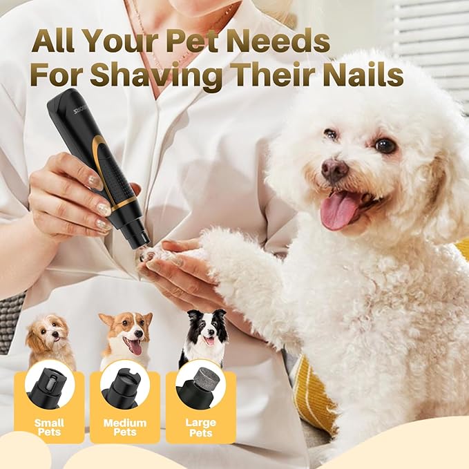 Small Dog Grooming Kit, 4 in 1 Electric Cordless Dog Paw Trimmer with Nail Grinder, Low Noise Dog Nail Trimmers, IPX7 Waterproof Small Dog Grooming Clippers for Paws, Ears, Face, Hip Hairl