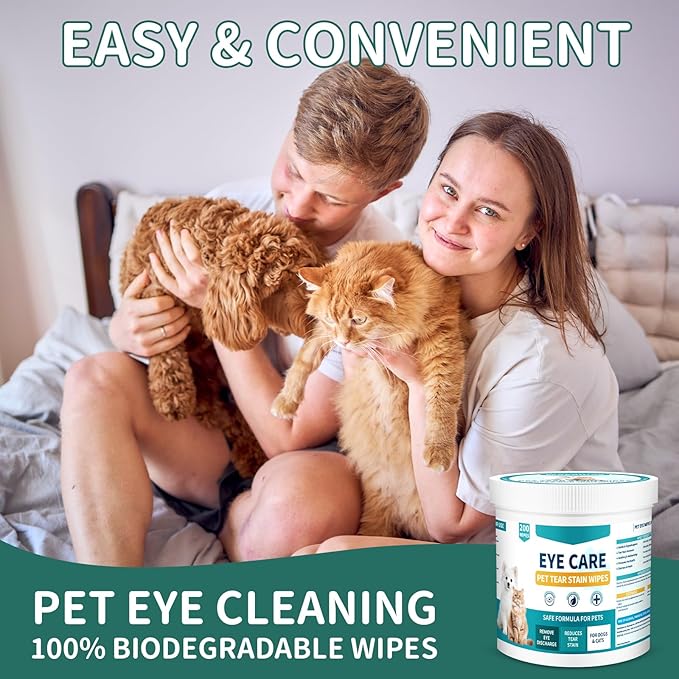 VICSOM Eye Wipes for Dogs & Cats, 200 Pcs Cat Dog Eye Wipes Tear Stain Remover, Pet Eye Wipes Presoaked & Textured Eye & Face Wipes, Gently Remove Eye Debris, Discharge, Mucus Secretions