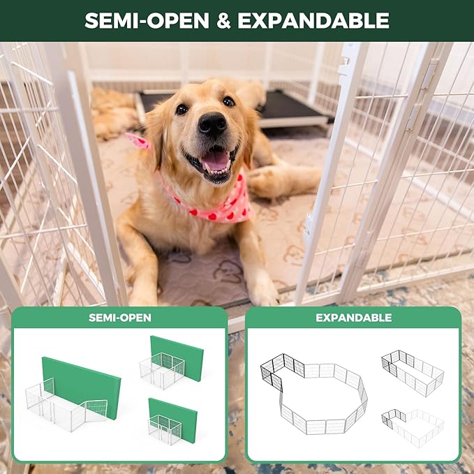 FXW Homeplus Dog Playpen for Indoor Use - Stress-Free and Safe Play, Heavy Duty 32 Inch 8 Panels Dog Pen for Puppies, Small and Medium Dogs, White_atented