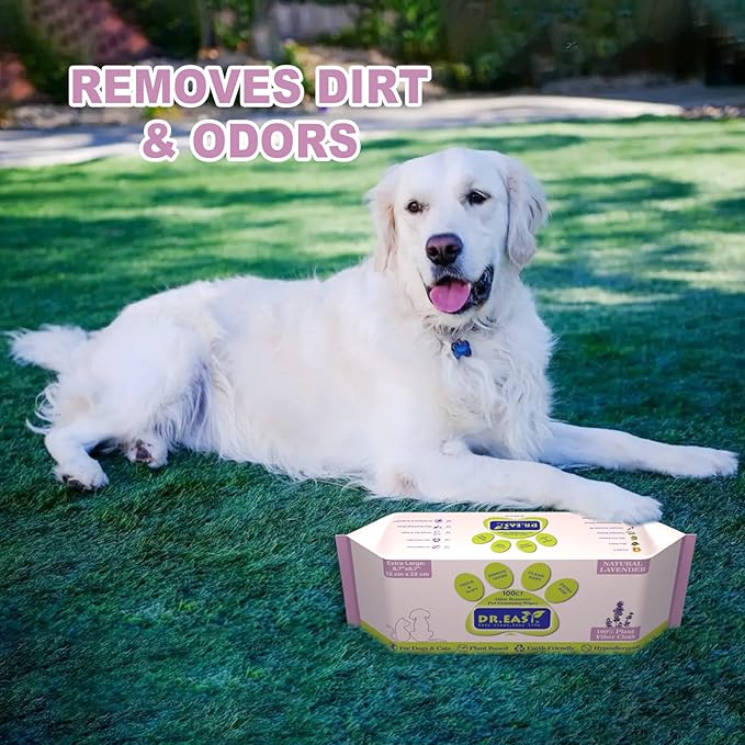 DR.EASY Lavender 200ct Scent Pet Wipes for Dogs and Catsï¼_ars, Face, Butt, Body and Eye _onvenient, Natureï¼_ome or Travelï¼_est Pet Supplies