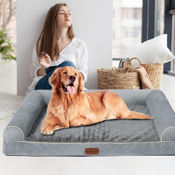 Dog Beds Large Sized Dog, Orthopedic Dog Bed, Waterproof Dog Bed, Washable Dog Bed, 47" x 31" x 8" Light Gray