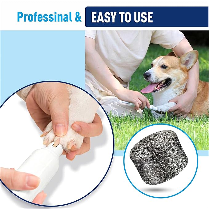 Dog Nail Grinder Replacement Head - Pet Nail Grinder Diamond Tip for Paws- 2 Pack Professional Dog Claw Grinder Bits Replaceable Diamond Nail Grinder Wheel (Short)