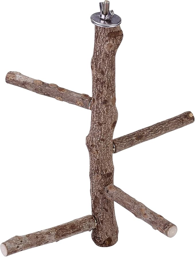 CozyCabin Bird Perch Stand Natural Wood Cage Perch Bird Cage Accessorie Toys Standing Rack for Cockatiels, Parakeets, Macaw, Small Birds Exercise Training