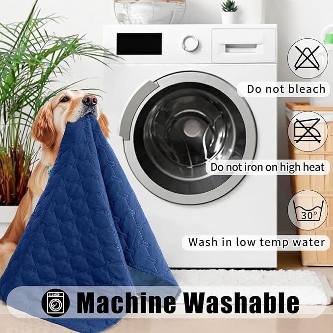 Smiry Waterproof Dog Blanket, Soft Dog Bed Cover Pet Blanket, Reversible Couch Cover for Dogs Washable, Pet Couch Covers for Sofa Furniture Protector for Puppy Cat (82x82 Inch, Navy/Blue)