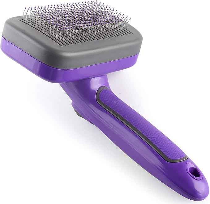 Hertzko Self Cleaning Slicker Brush for Pets, Dog & Cat Brush, Dog Brush for Shedding, Cat & Dog Grooming, Grooming Brushes for Long Short Haired Dogs Cats, Deshedding Brush, Rake, Comb