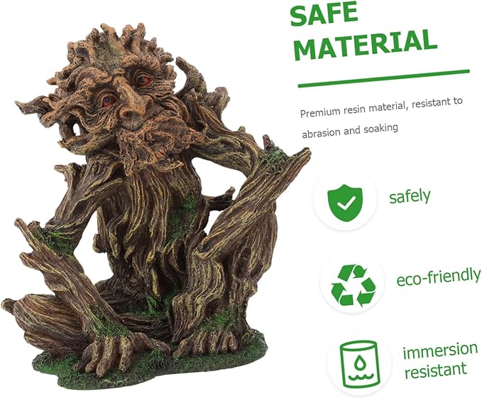 Zerodeko Fish Tank Tree Trunk Decoration, Aquarium Tree face décor Ornaments for Fish Tank, Resin Old Man Figurine for Freshwater Saltwater, Aquarium Betta Fish Decoration